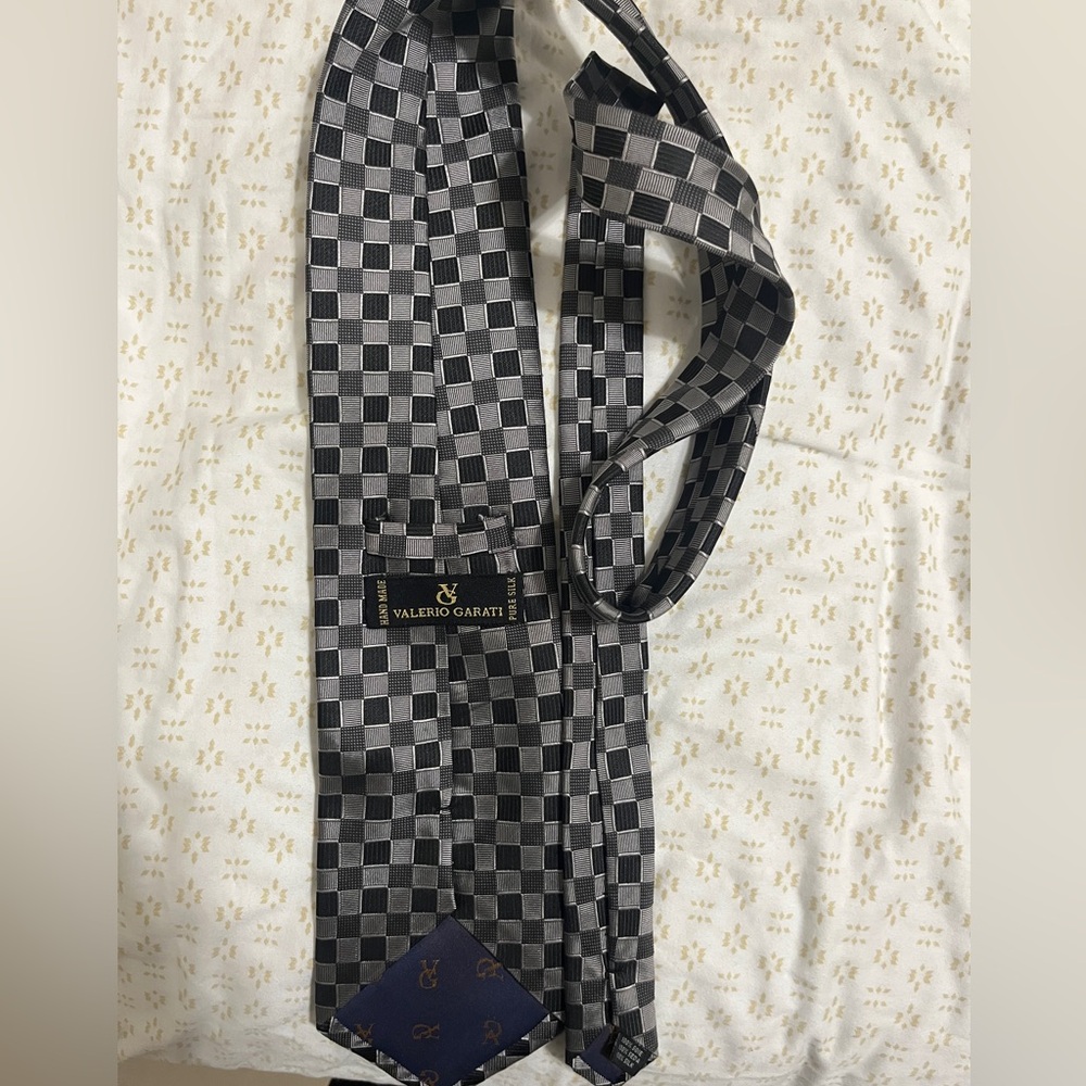 Valerio Gianti Black and Gray Checkered Tie